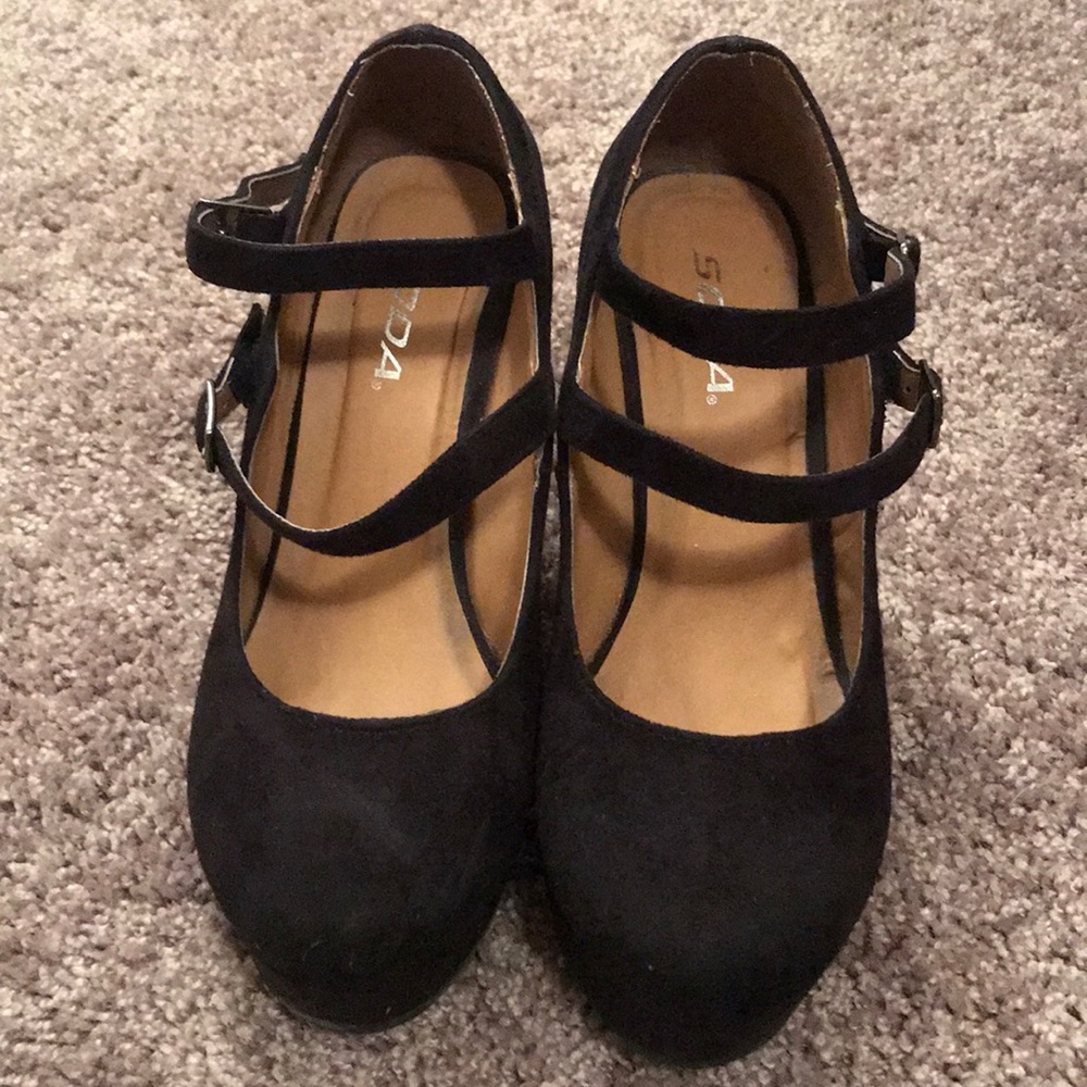 Soda double strap heels